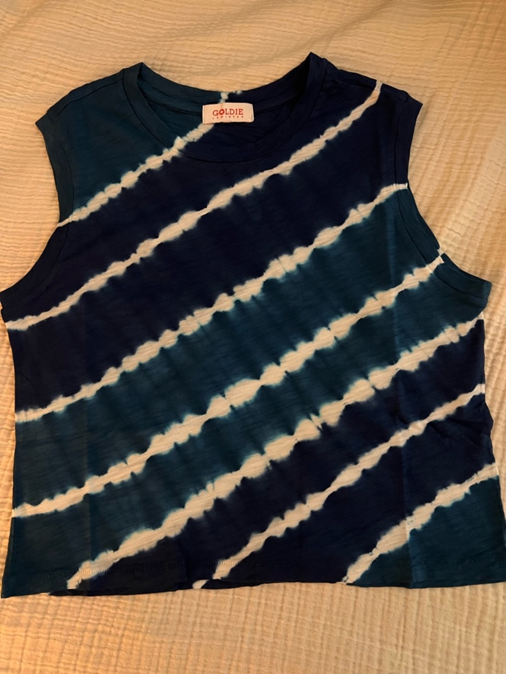 Goldie Navy and White Tie-Dye Sleeveless Tank